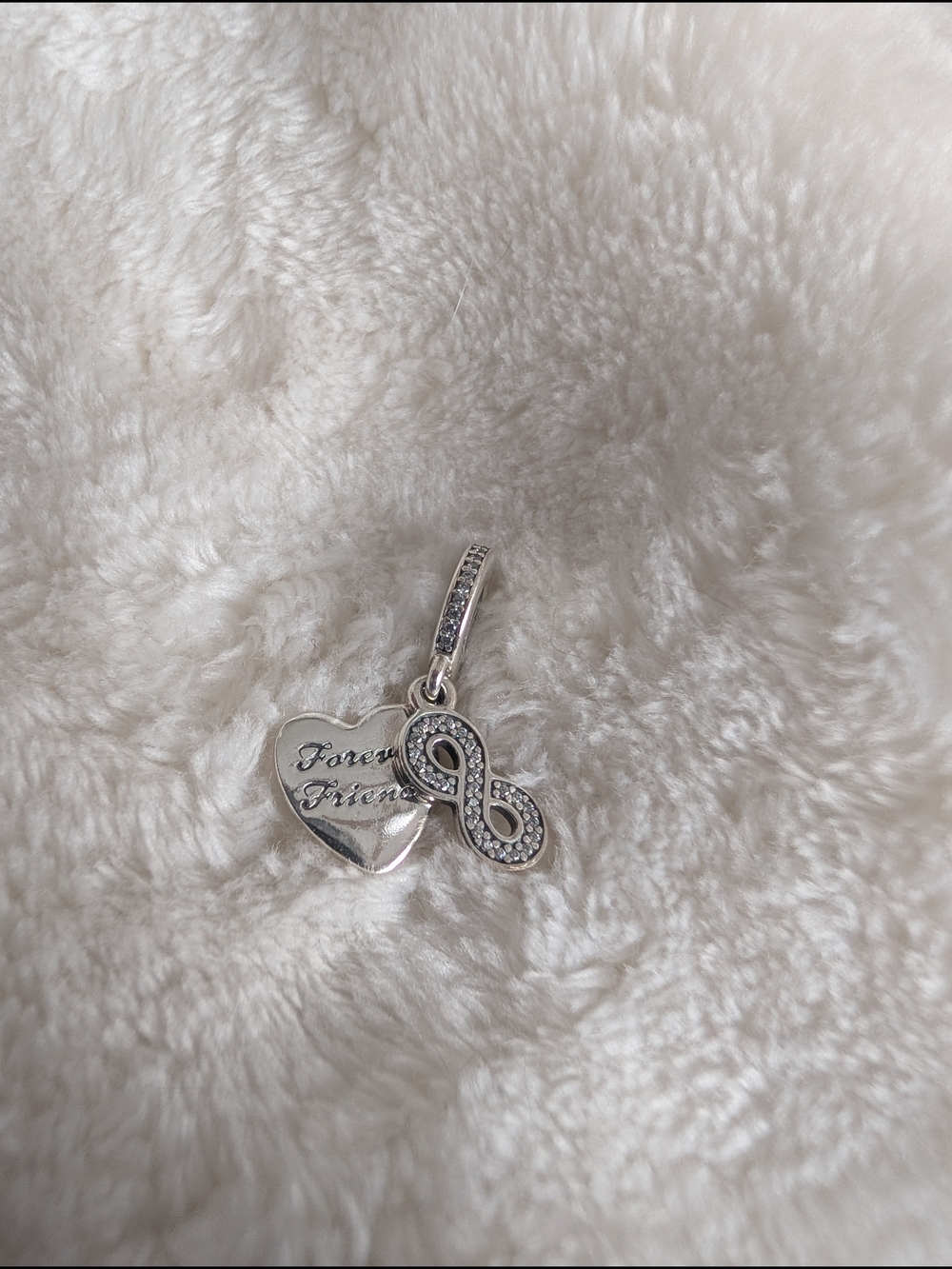 Pandora Silver Heart "Forever Friends" & Pave Infinity Charm